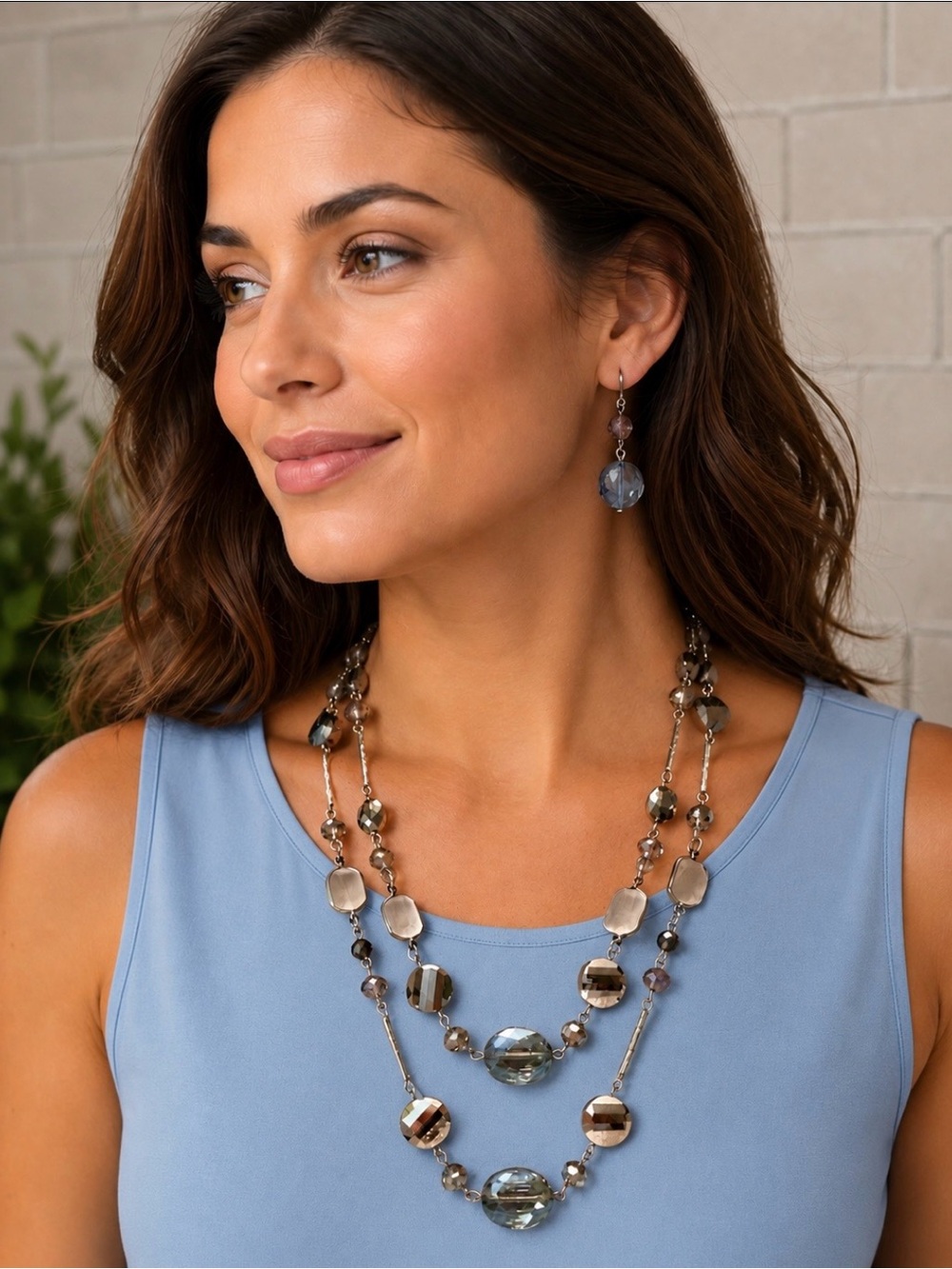 Blue & multi bead necklace set